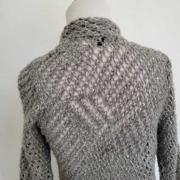 Eileen Fisher Eco Pebble Ash Cardigan Wool Alpaca Open Knit Gray Women Medium - Picture 7 of 12